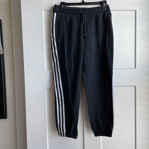 Adidas - Cropped Sweatpants - Black and White - Women's Small